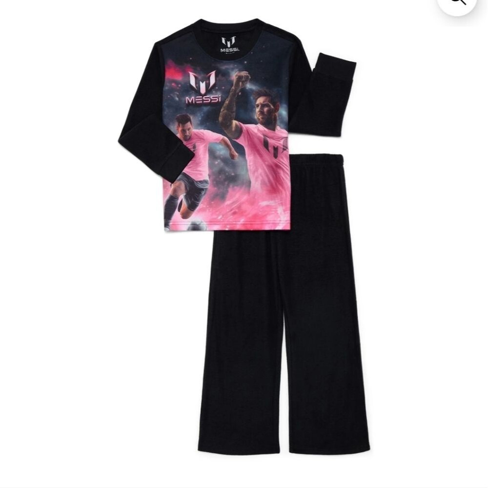 Lionel Messi Boys Long Sleeve Top and Pants Pajama Set, 2-Piece, Size XS(4-5)